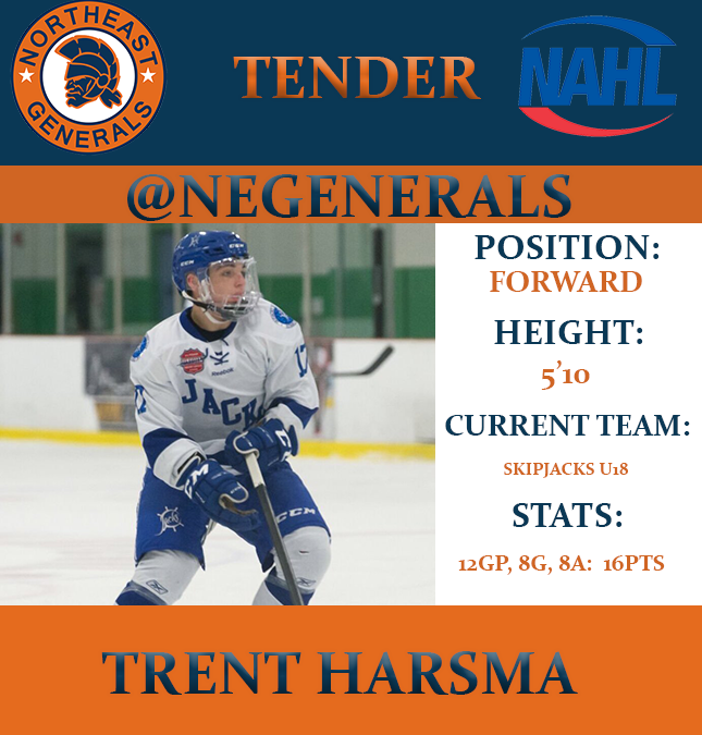 Harsma signs tender with the Generals!